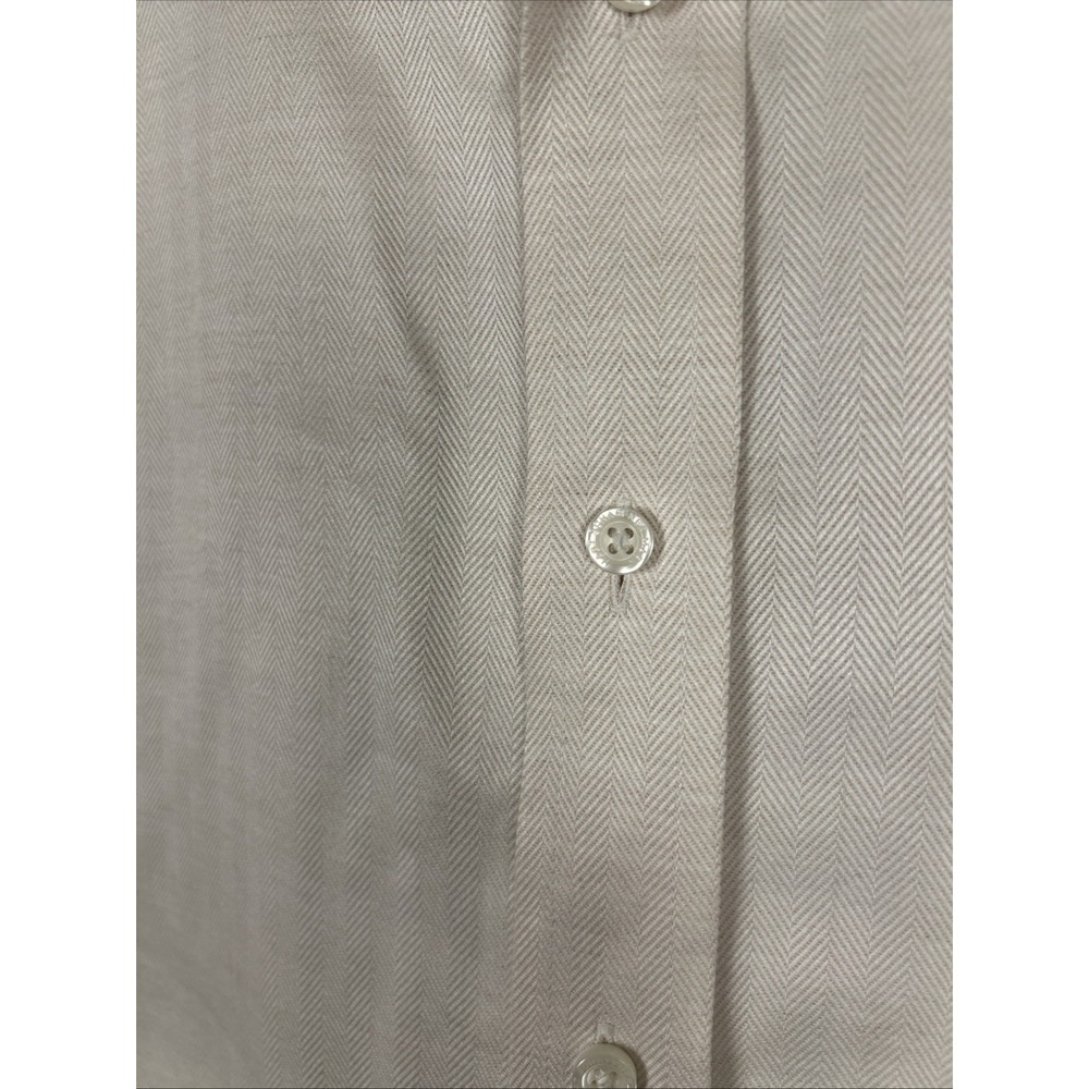 Hart Schaffner Marx Mens Shirt 17.5 Herringbone Weave Non-Iron Pima Cotton - Picture 3 of 8